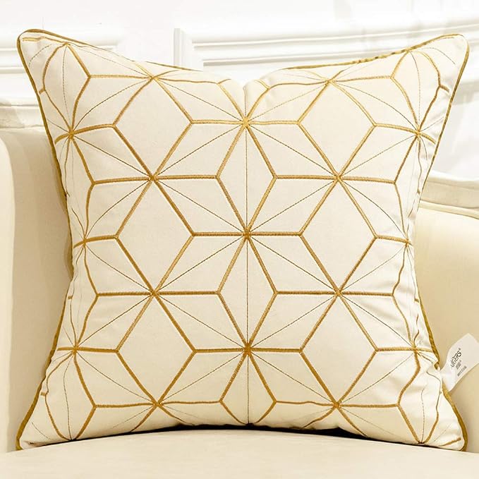 Avigers Throw Pillow Cover 20 x 20 Inch, White Gold, Velvet, Hidden Zipper