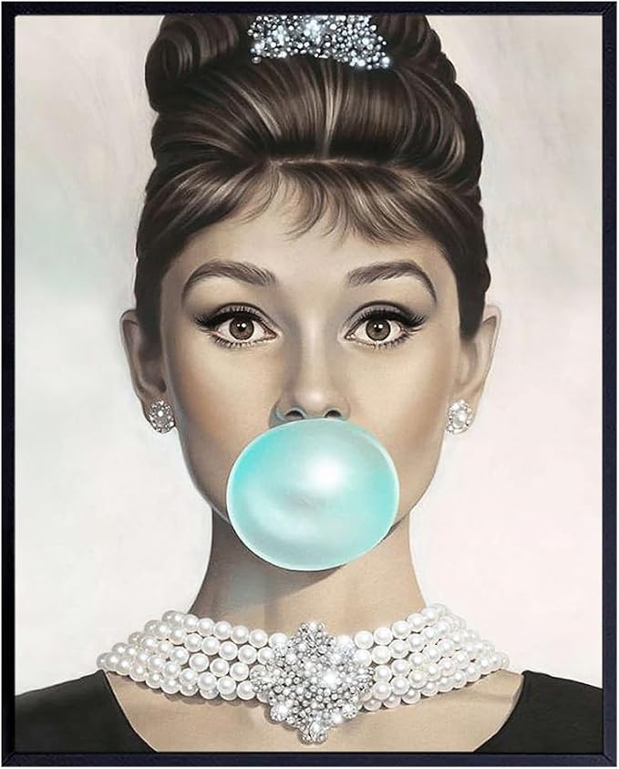 Vintage Pop art Wall Decor 11x14 - Audrey Hepburn Art for Women - Wall Art Gifts for Women - Pop art Poster - Woman Wall Decor - Retro Decor - Chic Home Decor - Retro style - Unframed LARGE