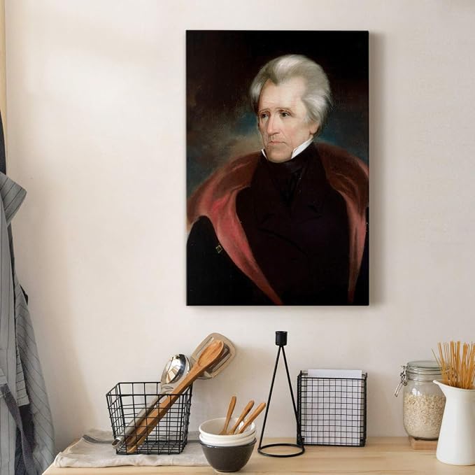 Renditions Gallery Andrew Jackson Presidental Portrait Wall Art, Premium Gallery Wrapped Canvas Decor, Ready to Hang, 60 in H x 40 in W, Made in America Print Artwork