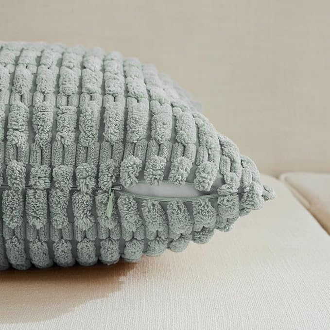 Fancy Homi 4 Packs Decorative Throw Pillow Covers for Living Room Couch Bed, Modern Farmhouse Boho Home Décor Accent Cushion Case, 24" x 12", Grey Blue