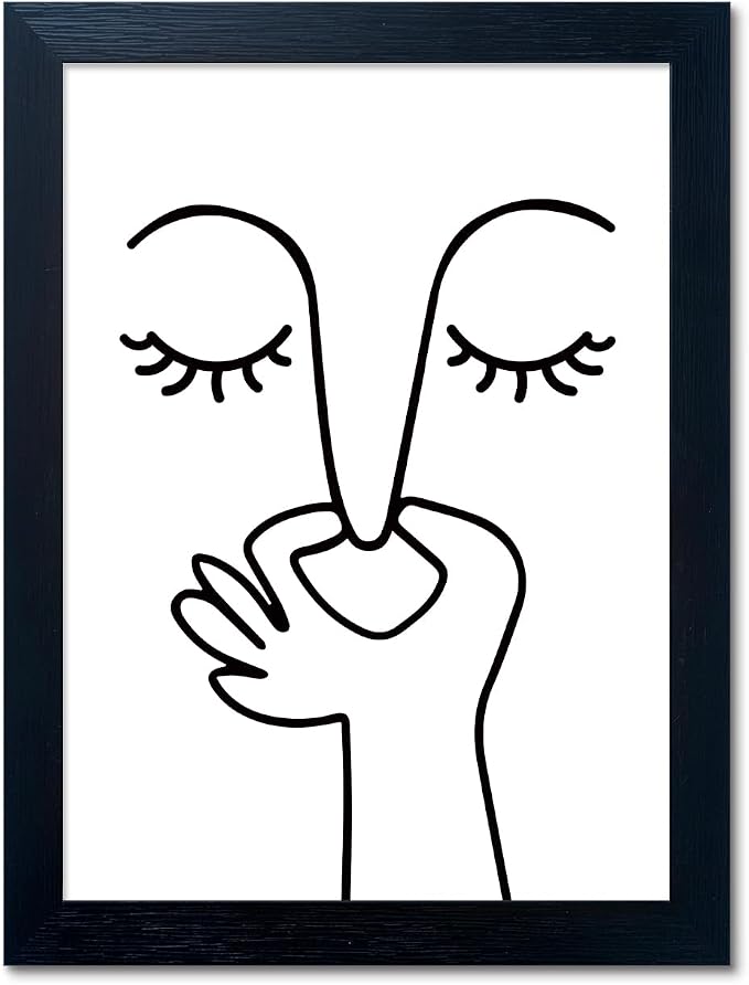 Black and White Bathroom Decor Bad Smell Humorous Wall Art Funny Canvas Print Guest Toilet Bathroom Sign Framed Modern Minimalistic Painting Artworks for Wall