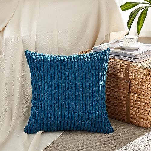 Fancy Homi 4 Packs Decorative Throw Pillow Covers for Living Room Couch Bed, Modern Farmhouse Boho Home Décor Accent Cushion Case, 22" x 22", Teal