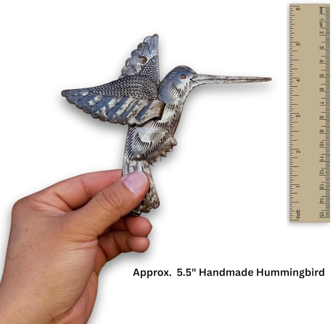 It's Cactus Handmade Metal Hummingbird Wall Art Set of 2 Haitian Recycled Steel Bird Wall Decor Small Rustic Indoor Outdoor Garden Wall Hanging Fair Trade Artisan Sculpture