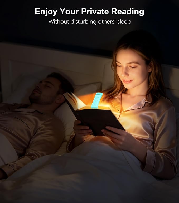 Gritin Book Light Rechargeable, Clip on LED Reading Light for Books in Bed