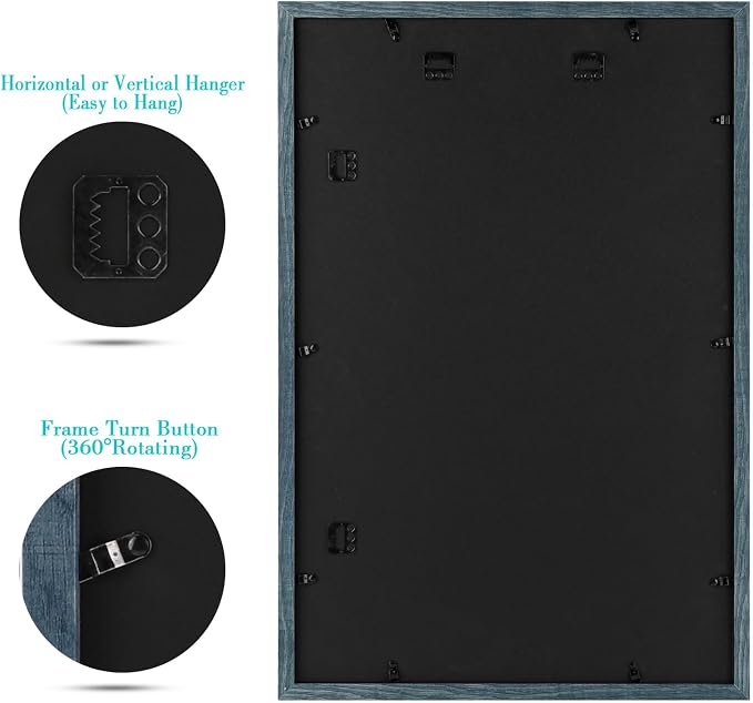 Frametory 3 Pack 16x24 Blue Picture Frame with Real Glass Mat for 12x18