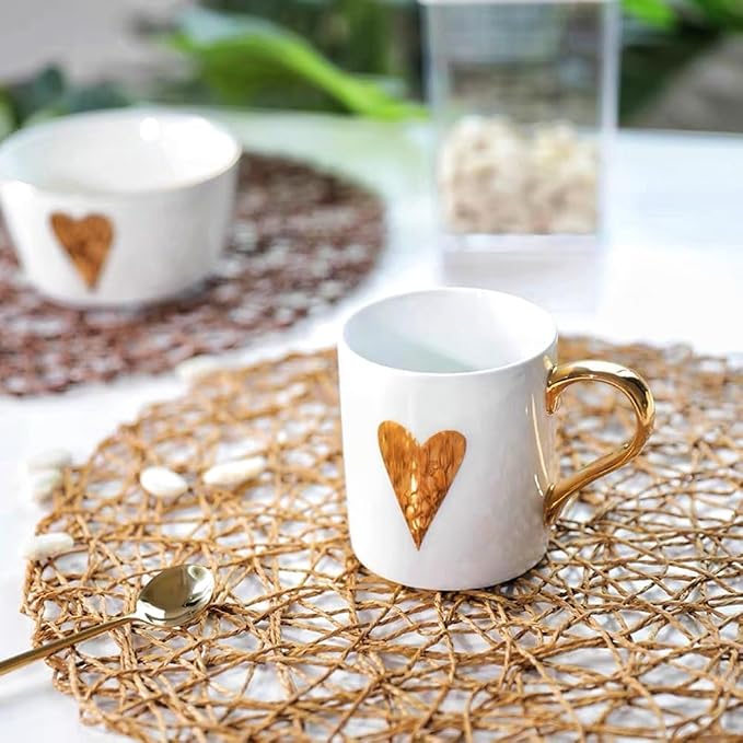 IcosaMro Brown Round Placemats Set of 12 for Dining Table, 13 Inches Paper Woven Boho Small Decorative Circle Place Mat for Wedding Christmas Thanksgiving Day Holiday Dinner, Light Coffee Brown
