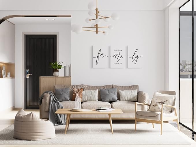 GUBIYU White Family Wall Decor Home Wall Art Set of 3 for Living Room Kitchen Modern Hallway Decor, Large Living Room Wall Decor,Family Signs for Home Decor Office Wall Hanging Decor for Walls 24"x36"