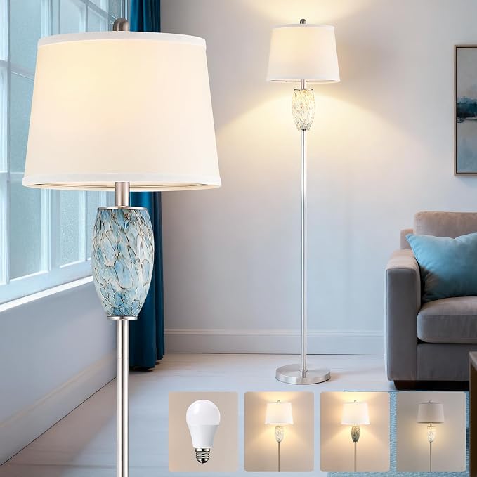 Lovlast 65" Tall Floor Lamp, Glass Coastal Lamp for Living Room Bedroom