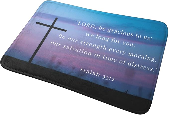 VIVACITE Prayer Mat Christian Prayer Rug for Prayer Room Décor Essentials | Thick Padded Half-Inch Foam with Knee Support, Faith Based Christian Gifts for Women Men, Bible Verse Isaiah 33:2, 24"X16"