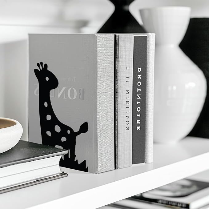 Peacoblue 5.3"x4.3"x7.9" Metal Bookends, Heavy Duty Book Ends for Shelves