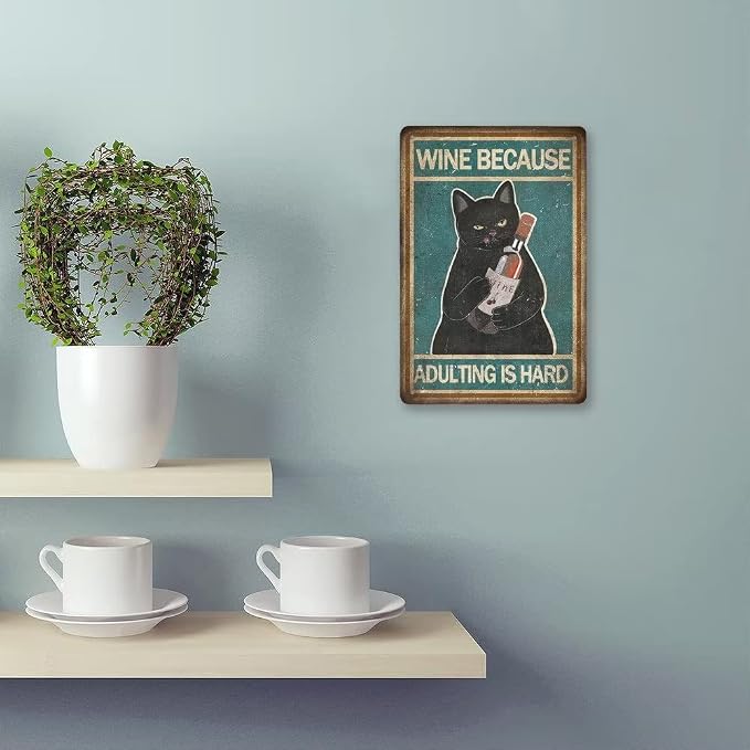Because Adulting Is Hard - 8"x12" Funny Signs Gift Idea for Home Kitchen Dining Bathroom Bar Metal Poster Cafe Farmhouse Wall Decor Tin sign