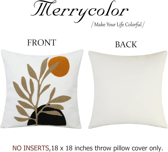 Merrycolor Boho Decorative Pillows for Bed Mid Century Modern Throw Pillows Covers Leaf Green Pillow Cover Textured Aesthetic Boho Pillows Cover Decorative Throw Pillows for Couch,1PC,18x18 Inch