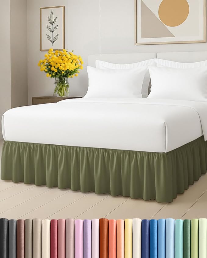 Bedskirt Twin Size Ruffle - Ruffled Bed Skirt - 12 Inch Drop - Sage Green | Bedskirt with Platform, Ultra-Soft Premium Hotel Quality, Wrinkle Free, Fade & Shrink Resistant, for Women, Men, Kids & Teens