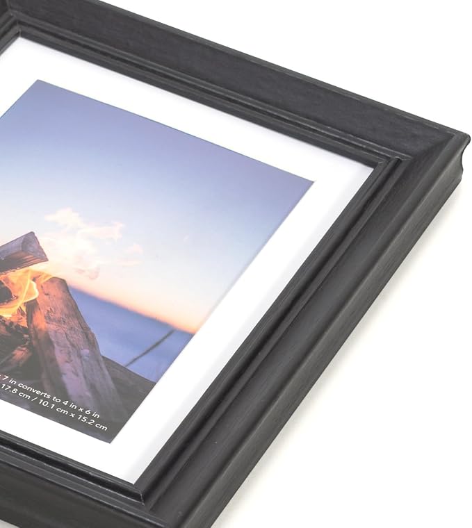 5x7 Picture Frame Black, Display 5x7 without Mat or 4x6 with Mat, Wall Gallery Photo Frames