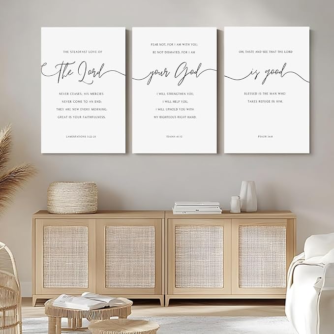 GUBIYU The Lord Your God Is Good Wall Art Black and White Christian Home Decor Framed Bible Verse Quote Wall Decor for Bedroom Farmhouse Rustic Living Room Minimalist Christian Canvas Wall Art 16"x24"
