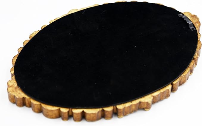 OIGUMR Oval Smallest Wall Mirror Resin Frame Size：12 x 8.3 inch Mirror Vintage Hanging Mirrors for Bedroom Living-Room Dresser Decor Gold | Vintage Hanging Mirrors for Bedroom Living-Room Dresser Decor