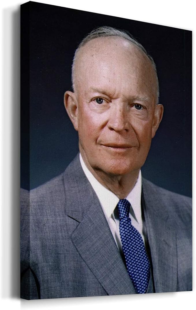 Renditions Gallery Dwight D. Eisenhower Presidental Portrait Wall Art, Premium Gallery Wrapped Canvas Decor, Ready to Hang, 18 in H x 12 in W, Made in America Print