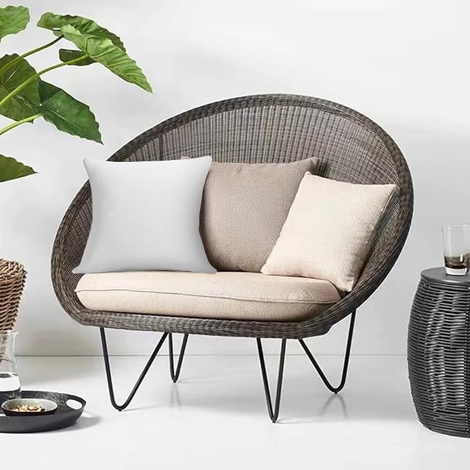 24 x 24 Outdoor Throw Pillow Inserts Set of 2 Waterproof Square Premium Decorative Couch Pillow Stuffers Form Large White Sofa Cushions Indoor