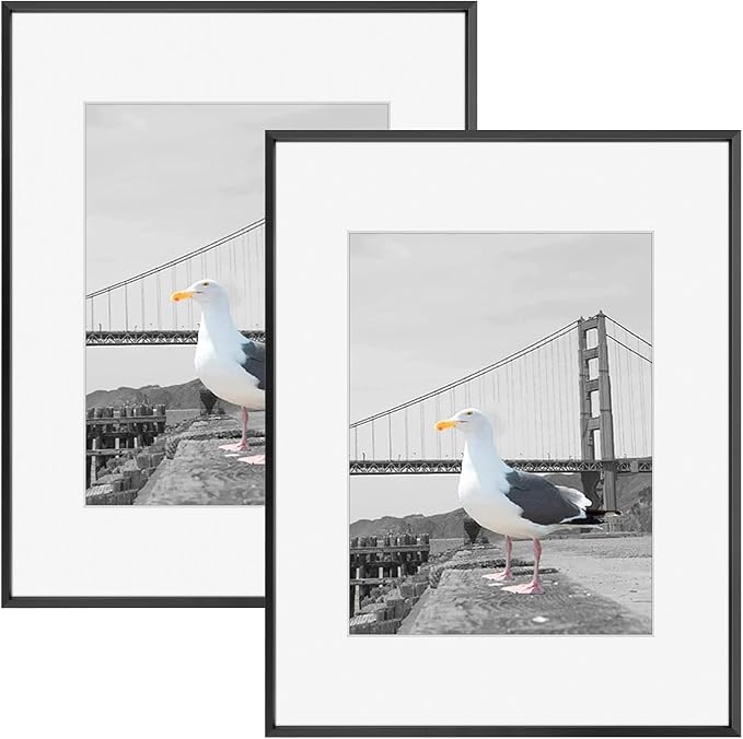 Frametory 16x20 Black Aluminum Metal Picture Frame Mat for 11x14 Glass