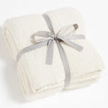 CYMULA Knit Throw Blanket for Couch Cream White - Super Soft Lightweight Plush Fuzzy Fluffy Cozy Blankets and Throws for Sofa Bed, 50 x 60 inches