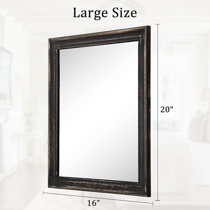 Large Mirrors for Wall with Wood Frame Rectanglular Wall Hanging Mirror 20"x16" for Bathroom Bedroom Vanity Entryway