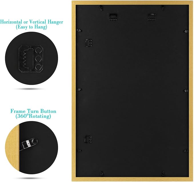 Frametory 16x24 Gold Picture Frame with Real Glass Mat for 12x18