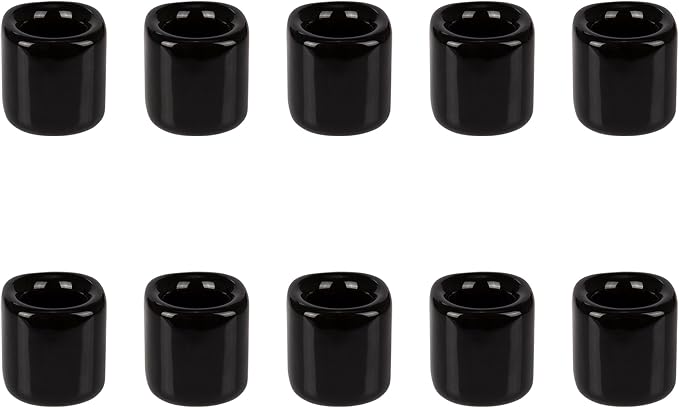 Mega Candles 10 pcs Black 1/2 Inch Diameter Ceramic Chime Ritual Spell Candle Holders, Great for Casting Chimes, Meditation, Rituals, Spells, Vigil, Witchcraft, Wiccan Supplies