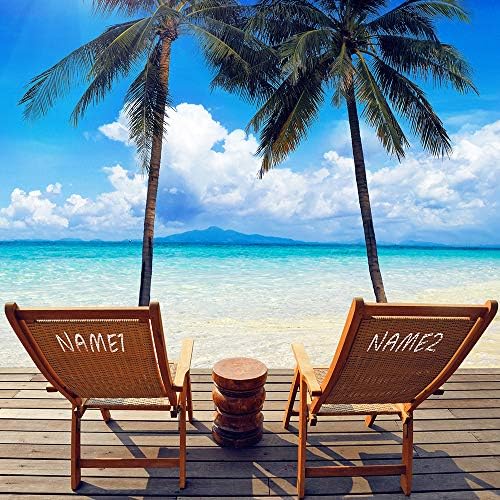 Vacation Canvas Prints Artwork with Couple's Names on Deck Chairs,Perfect Love Gift for Anniversary,Wedding.36X24 inches