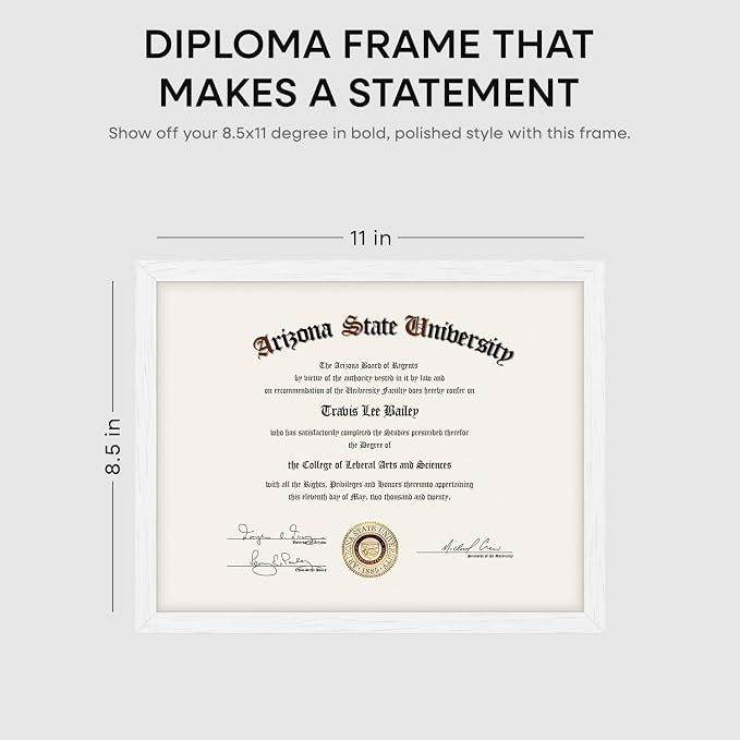 Homeforia 8.5x11 Black Oak Diploma Frame, High-End Wood, Glass