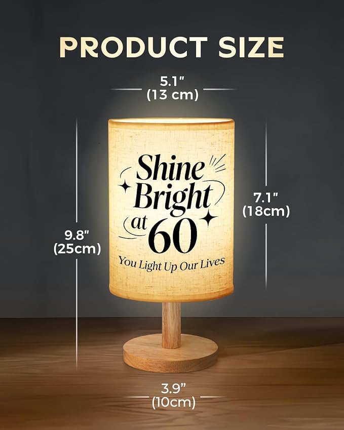 60th Birthday Gifts for Women Fabric Lamp, 60th Birthday Gifts for Hers, 60 Year Old Gifts for Women Table Lamp, Happy 60th Birthday Gifts