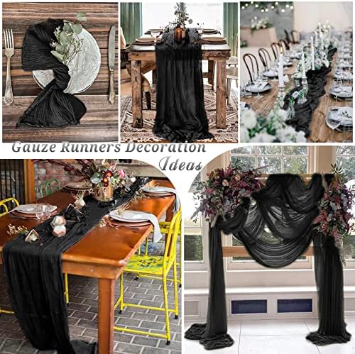 10 Pack Cheesecloth Table Runner 35 x 120 Inch, Black