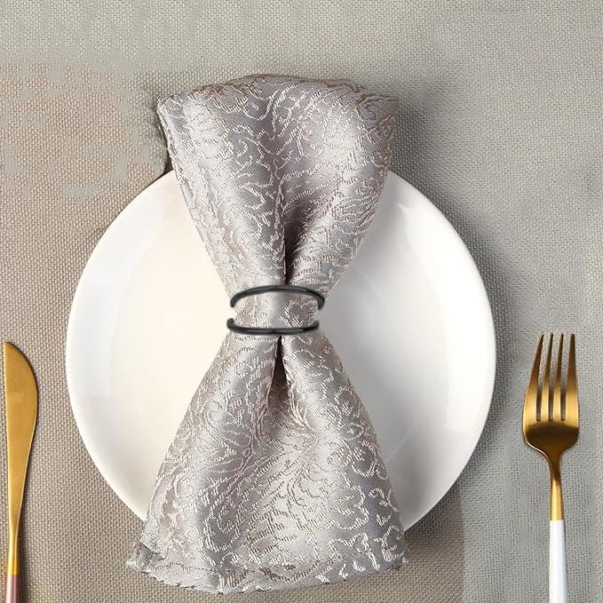 Dark Gray Napkin Rings - 12 PCS Metal Spiral Napkin Rings(Spiral) | Napkin Holders Buckles for Family Dinner, Wedding, Party,Table Decorations
