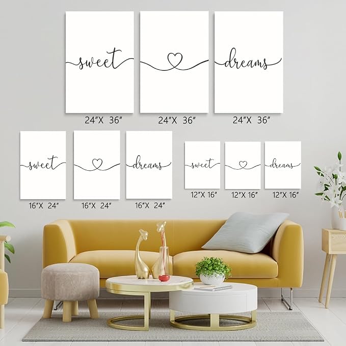 GUBIYU Sweet Dreams Wall Art Above Bed - Master Bedroom Decor Large Art - Clean Girl Room Decor Sign - Farmhouse Guest Room Pictures - 20"x28"