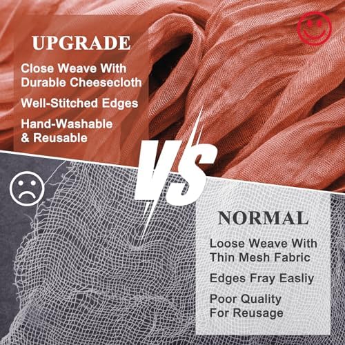Wokceer Cheesecloth Fall Table Runner Terracotta 10FT Boho Gauze, 2 Pack
