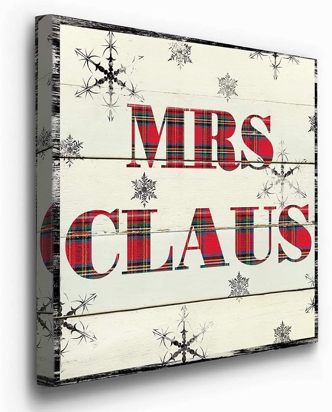 Renditions Gallery Canvas Wall Art for Christmas Decorations Mrs. Santa Claus Texture Abstract Artwork for Living Room Home Kitchen Wall Decor - 24"X24" LT05