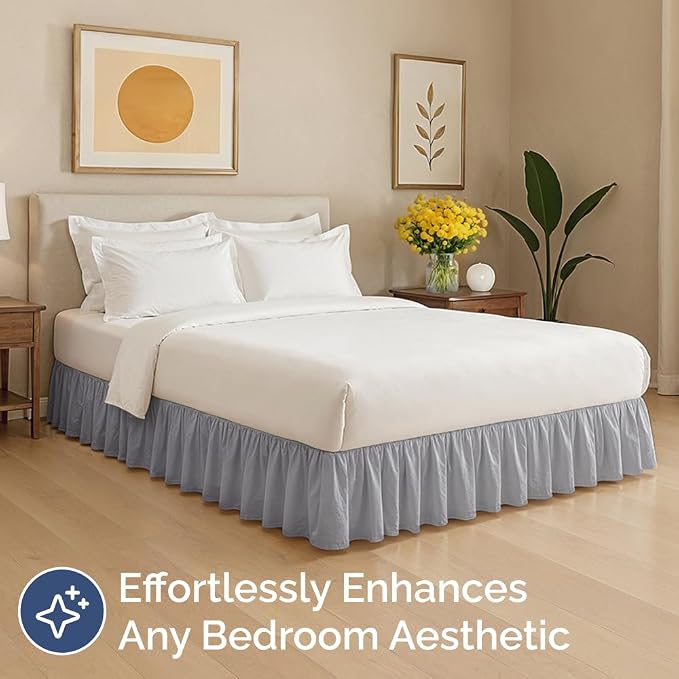 Bedskirt Full Size Ruffle - Ruffled Bed Skirt - 12 Inch Drop - Steel Blue | Bedskirt with Platform, Ultra-Soft Premium Hotel Quality, Wrinkle Free, Fade & Shrink Resistant, for Women, Men, Kids & Teens