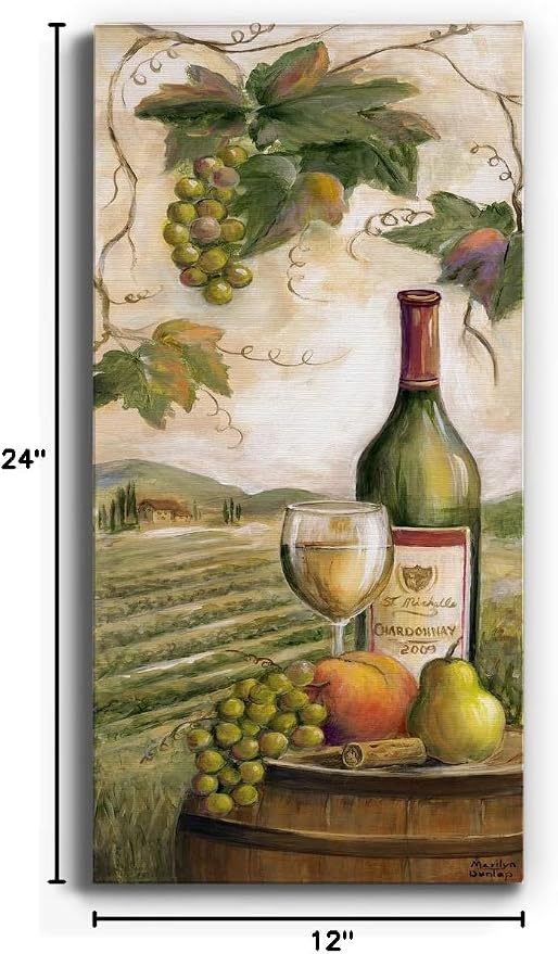Renditions Gallery Canvas Wall Art Modern Paintings Decorations Country Red Wine Romantic Nature Wall Hanging Vegetable Canvas Artwork for Bedroom Office Kitchen Prints - 12"x24" LT43