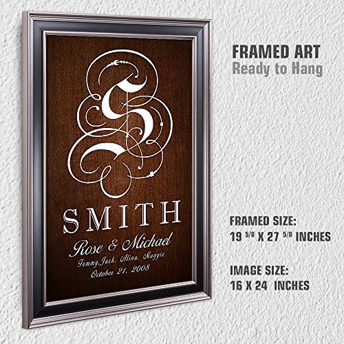 Family Sign - Framed Arts, Anniversary,with Family Name,Name of Couple,Family Member Name and Date Established.With Different Frame Styles Framed Size:27 5/8 x 19 5/8 inches
