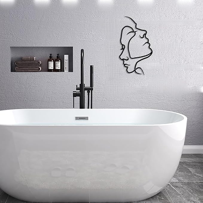 DUOOLN Metal Couples Wall Art, Silhouette Figure Decor Hanging Sculptures | Black Minimalist Abstract Line Drawing-Romantic Bedroom Bed Livingroom Bathroom Ornaments-Love Wall Pictures-Valentine Gift