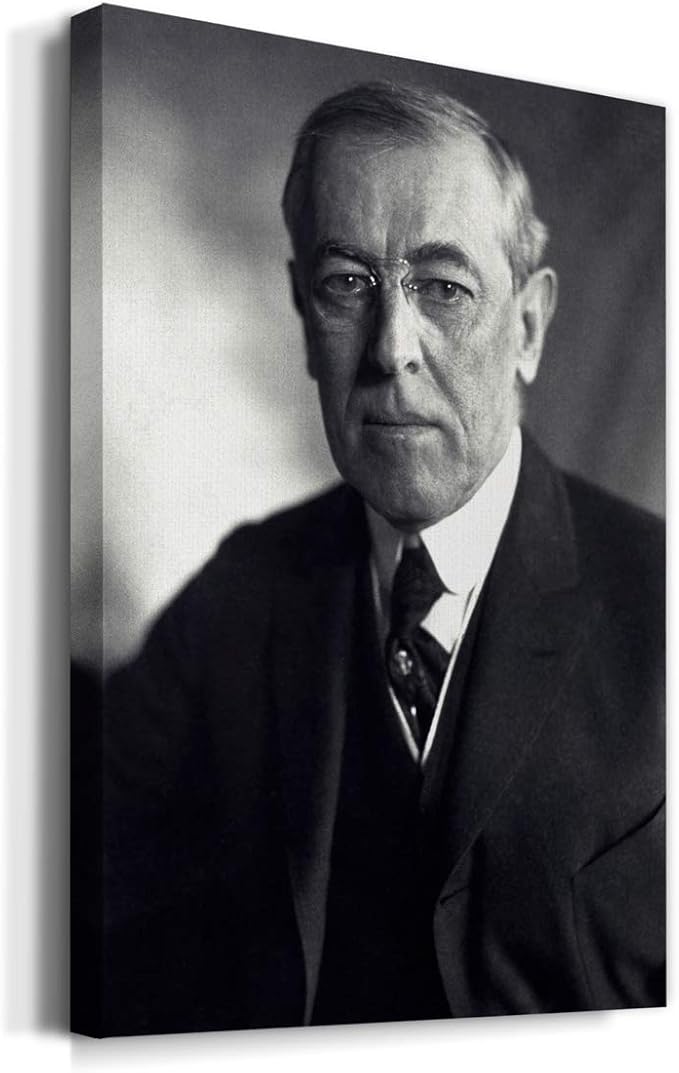 Renditions Gallery Woodrow Wilson Presidental Portrait Wall Art, Premium Gallery Wrapped Canvas Decor, Ready to Hang, 60 in H x 40 in W, Made in America Print