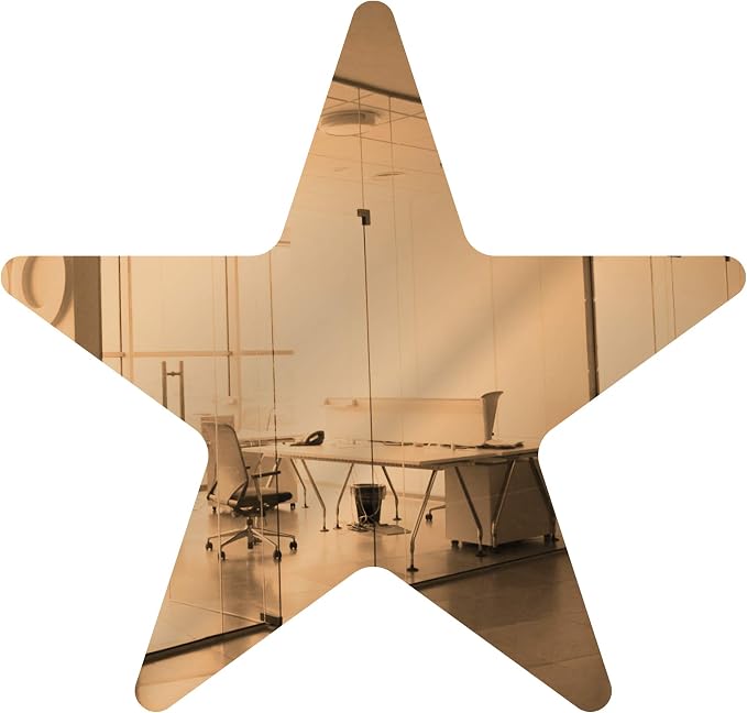 Marketing Holders Acrylic Mirror 8" Rose Gold Star Flat DIY Smooth Edge Blank Plexiglass Tiles .118 3MM Thick Rounded Corners Decor for Weddings Birthdays Holiday Events