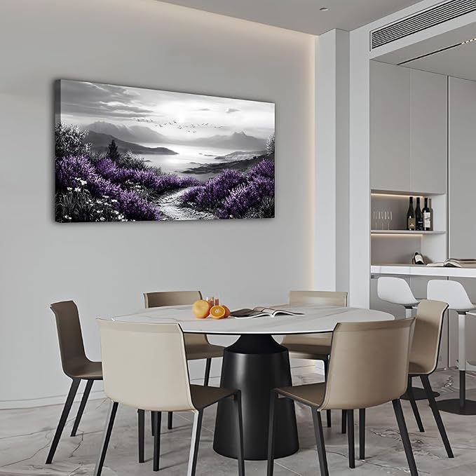 KELIYUAN Large Canvas Wall Artwork Home Decoration Painting Black And White Landscape Modern Print Painting Living Room Decor And Bedroom Office Wall Decoration Natural Scenery Mural 24 X 48 Inches