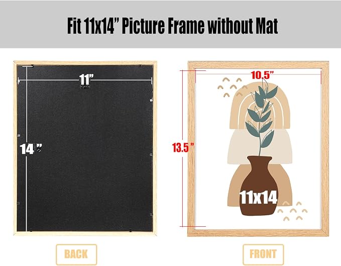 kennethan 11x14 Picture Frame Oak, Wooden Poster Frame for Wall Mounting Display for Home, Office,Gallery,Holiday with Photos, Posters, Puzzles