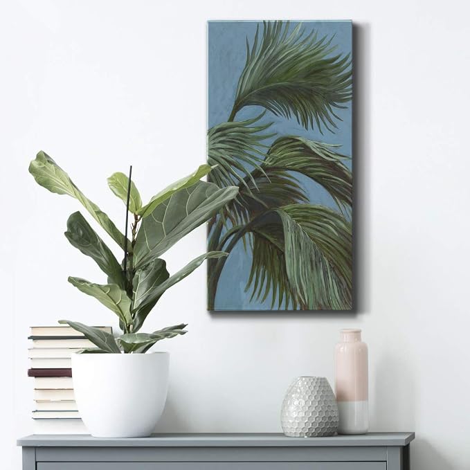 Renditions Gallery Canvas Nature Wall Art Modern Paintings & Prints Decor Green Waving Palms Romantic Glam Botanical Artwork Wall Hanging for Bedroom Office Kitchen - 8"x16" LT43