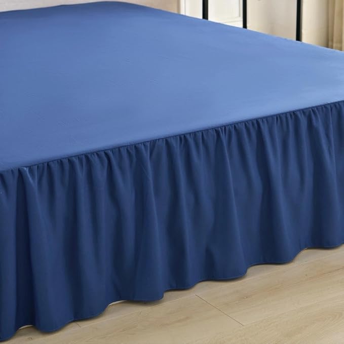 Bed Skirt Full Size Ruffled Bed Skirt, 16'' Full Dust Ruffle Bed Skirts | With Split Corners, Dust Ruffle with Platform, Microfiber, Breathable, Soft, Easy Fit, Navy Blue