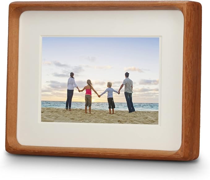6x8 Picture Frame with 4x6 Mat - Solid Teak Wood Farmhouse Frame, Wall & Tabletop Display for Gallery Wall & Vintage Decor (6x8,Teak)