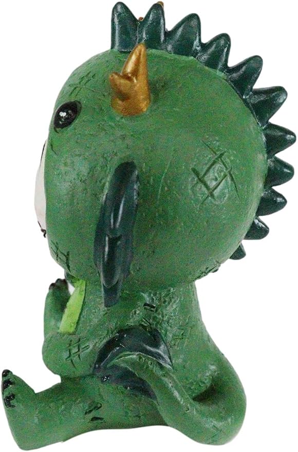 Ebros Furrybones Tatsu Dragon Figurine Small 3.25" Furry Bones Skeleton Monster Collectible Decor Statue Gothic DOD Fantasy Dragons Drakes Wyrmlings Themed Skulls Skeletons Decorative Sculpture