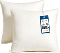 24 x 24 Throw Pillow Inserts | Soft and Plush, Virgin Fiber Filling, Decorative Pillows for Couch Sofa Bed, Machine Washable - White, Pack of 2