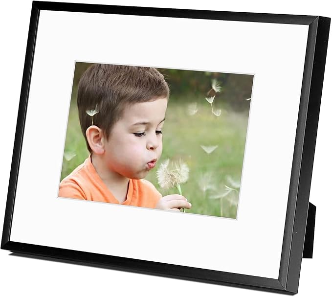 Frametory 2 Pack 8x10 Aluminum Frame with Mat for 5x7 Photo, Black