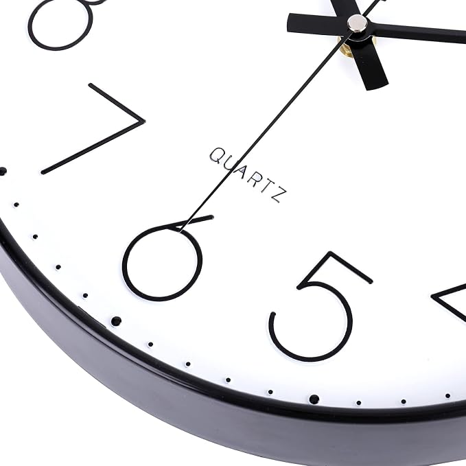 jomparis 12 Inch Wall Clock Silent Non Ticking Battery Operated Quartz Modern Decorative Round Wall Clock for Office Classroom School (Black)